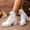 White, variant on Women's Chunky Low Heel Short Ankle Boots, Round Toe Lace Up Side Zipper Design with Breathable Lining, Trendy Booties for Daily Party Gift