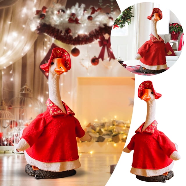 Disfraz de Ganso Navideño de 58 Cm (23") Grande, Blanco, para Decoración Navideña | Tela de Lino Resistente Al Viento | Fácil de Instalar y Reutilizable | Disfraz de Ganso Navideño para Porche (1) Al