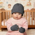 thumbnail image 2 of AWZXDE Soft Kids Winter Hat With Mittens Set Kids Hats And Gloves Soft Lined Cap For Boys Girls Toddler Cold Weather Grey, 2 of 5