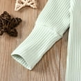 thumbnail image 4 of Nafuu Boys Romper Solid Color Crew Neck Long Sleeve Soft Knit Ribbed Outfit Comfortable Autumn Toddler Clothing Classic Home Onesies,Light Green,0-3 Months, 4 of 8