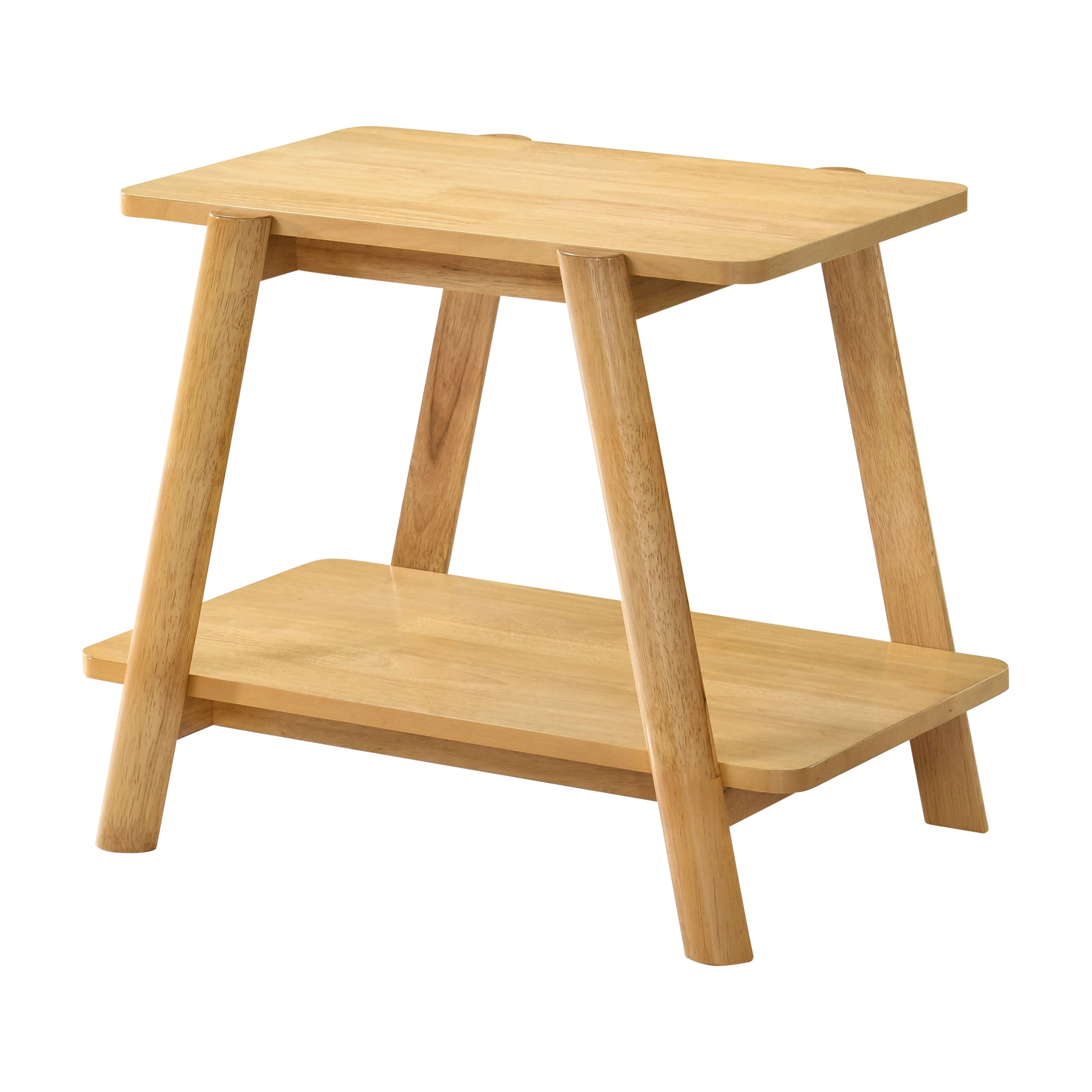 Wood Shelf End Table, Natural Oak Finish