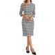 thumbnail image 4 of Vestido Houndstooth INSPIRE CHIC para mujer con mangas 3/4, elegante, con cintura ajustada, vestido bodycon M Negro, 4 of 5