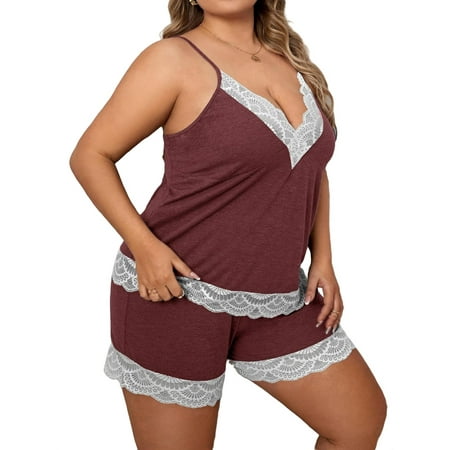 

Redwood Casual Colorblock Spaghetti Strap Short Sets Sleeveless Plus Size Pajama Sets (Women s Plus)