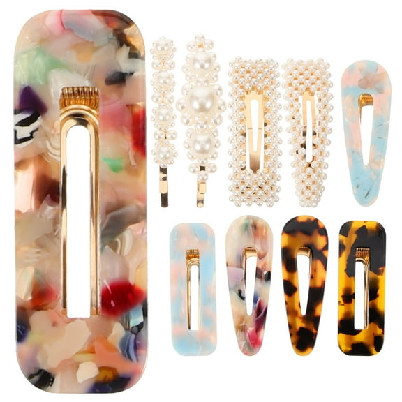 SOPOTUTU  10pcs Small Snap Hair Clips For Girls Women Decorative Barrettes Marble Hollow Design 2.8×0.8×0.5in