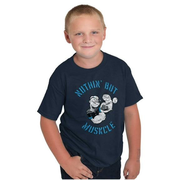 Popeye Sailor Nuthin But Muskcle Cool Boys Kids T Shirt Tees Tops Teen Brisco Brands XS