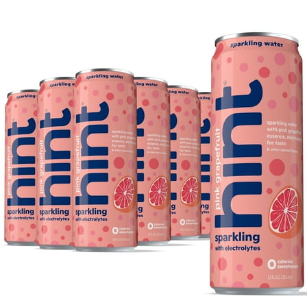 Hint Sparkling Water, Pink Grapefruit - Canned Flavored Water Beverages with Electrolytes, Zero Calories, and Sugar Free - 12 Fl Oz Cans (Pack of 12)