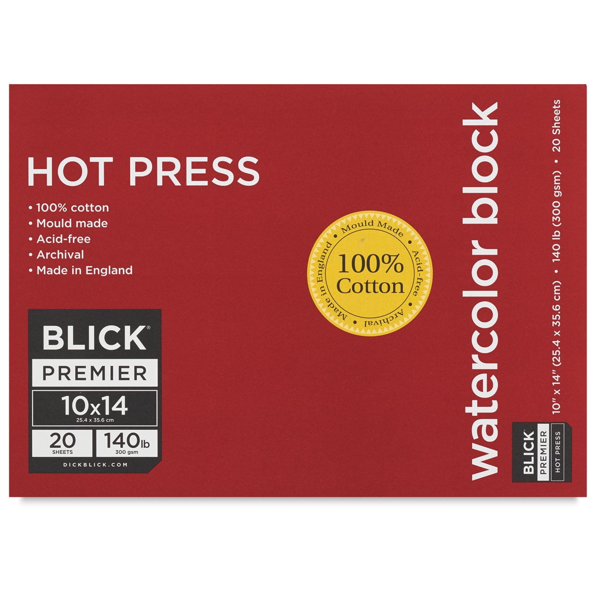 Blick Premier Watercolor Block - 10" x 14", Hot Press, 140 lb, 20 Sheets