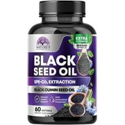 Black Seed Oil Capsules 1000mg with Thymoquinone - Pure Nigella Sativa for Skin Health & Immune Support, 100% Blackseed Oil, Amazing Extraction Above Cold Pressed Black Cumin Seed - 60 Softgels