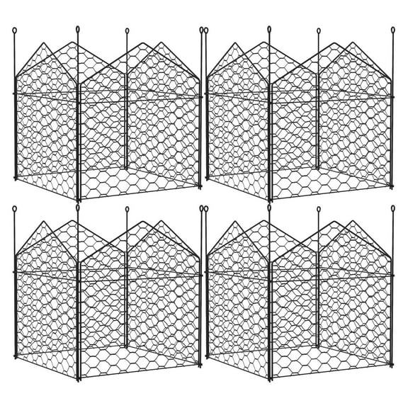Garden Cloches 4-Pack - Plant Protection Cages - Animal Barrier - Black Metal - 12x14 Inch - Vegetable & Flower Covers - Outdoor Plant Protector