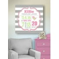 thumbnail image 3 of Personalized Canvas Birth Announcement Nursery Decor Gift, Lovebird Design, Custom Name, Date, Weight & Length, Unique Boys & Girls Baby Shower Wall Art Presents, Color Gray # 7, Size - 12x12, 3 of 5