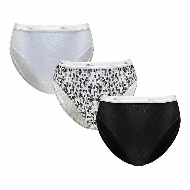 Pantaleta Hanes Cool Comfort para Mujer, Cotton Corte Francés 3 Piezas Multicolor Talla EG