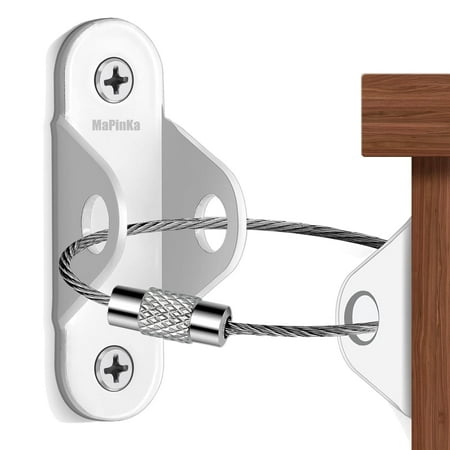 MaPinKa 6 Packs Furniture Anchors for Baby Proofing - Anti-tip Wall Anchor Kit Metal, Earthquake Tip Resistant Furniture Brackets, Furniture Secure Straps for Cabinet, Wardrobe, Drawers White