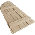 thumbnail image 6 of Ekena Millwork 16 1/2"W x 82"H (65 1/2" Low Side) Timberthane Riverwood Three Board Joined Board-n-Batten w/Quarter Round Arch Top Faux Wood Shutters (Per Pair), Primed Tan, 6 of 6