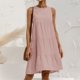 thumbnail image 1 of Vestido A Media Pierna Vestido de playa para mujer Casua Vestido de retazos sin mangas Cuello redondo Ropa diaria suelta Cgtredaw Rosa L para Mujer, 1 of 1
