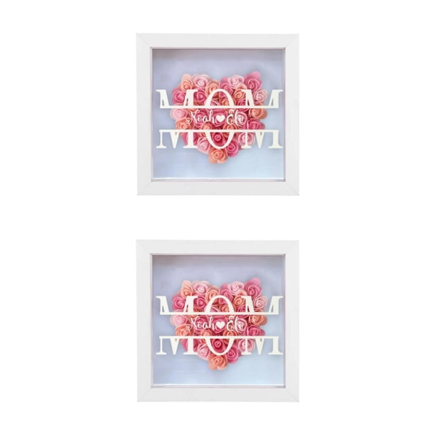 Toystoory Shadow Box Marco de fotos Decoración de escritorio Tamaño compacto Presente Claro Exquisito Regalo de cumpleaños de la madre Rosa 2piezas