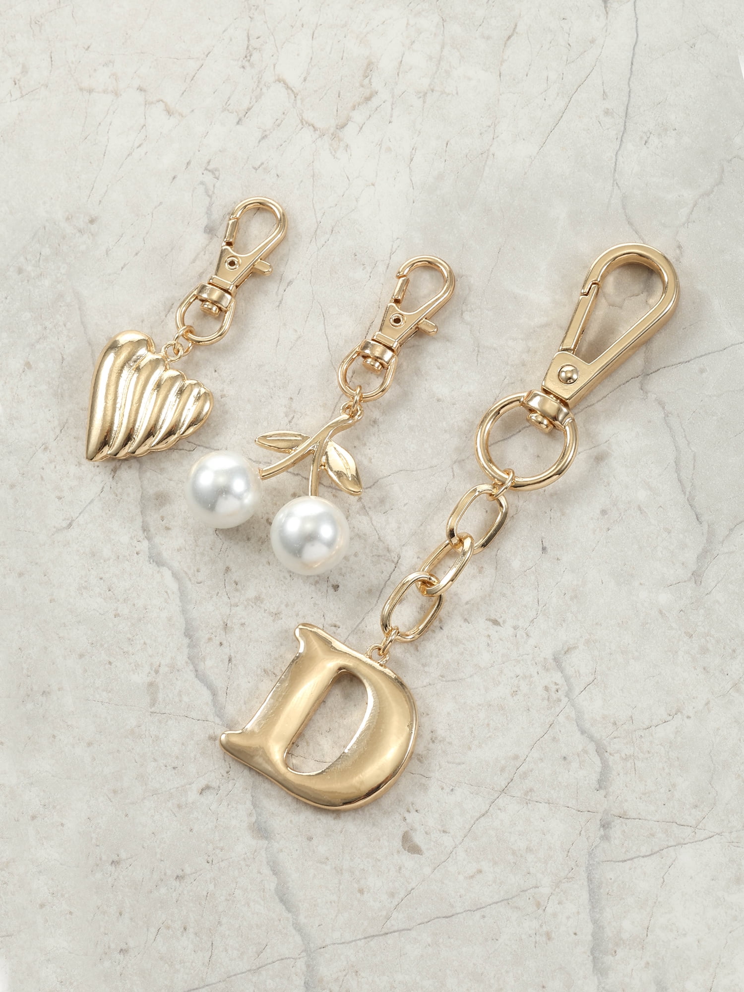 Time and Tru Goldtone Initial Letter Bag Charm Set, 3 Pieces, Letter D