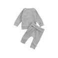 thumbnail image 3 of Qiylii Newborn Baby Ribbed Clothes Set Long Sleeve Tops+Drawstring Pants, 3 of 7