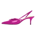 thumbnail image 2 of FSJ Women Low Kitten Heel Closed Pointed Toe Slingback Pumps Comfortable Buckle Ankle Strap Heeled Sandals Dress Shoes Size 9.5 Fushcia, 2 of 4