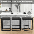 thumbnail image 2 of Nathaniel Home 24 Inch Bar Stools Set of 2, Modern PU Leather Metal Barstool, Backless Kitchen Dining Cafe Stool, Upholstered Bar Stool with Footrest, Dark Gray, 2 of 7