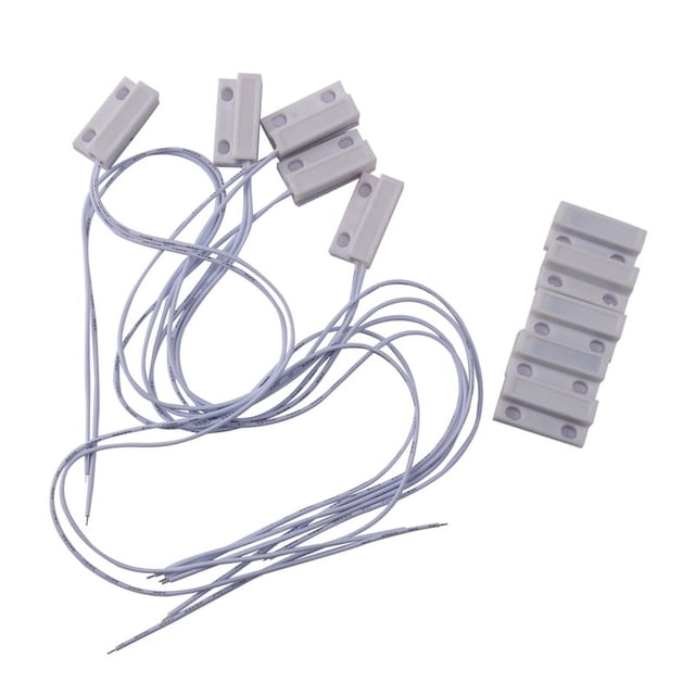 5 Pcs -38 Wired Door Window Sensor Magnetic Switch For Home Alarm System,When Sensor Together,Normally Closed Nc,5 x -38 Wired Door Window Sensor,White