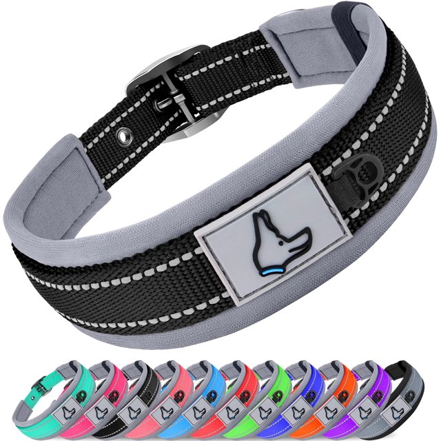Joytale Collar Para Perros Grandes Collares Para Mascotas De Neopreno Acolchados Y Ajustables Reflectantes Anchos Y Resistentes Con Hebilla De Cinturón De Metal Duradera Para Caminar Negro L