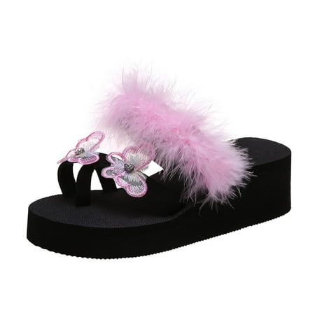 

Honeeladyy Sales Online Summer Women Thick Bottom Slope Heel Shoes Beach Sandals Roman Casual Slippers Flip Flops