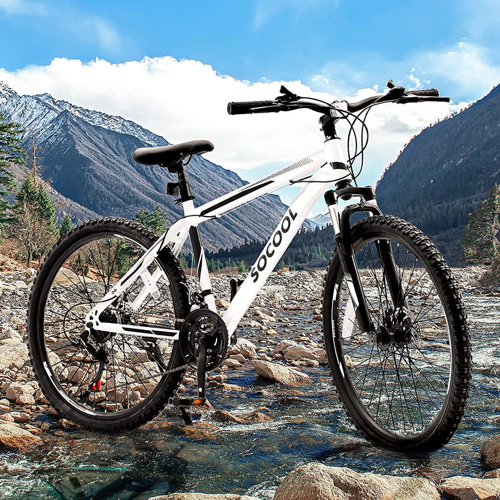 SOCOOL Mountain Bike, 26 Inch Wheels, 21 Speed Dual Disc Brakes