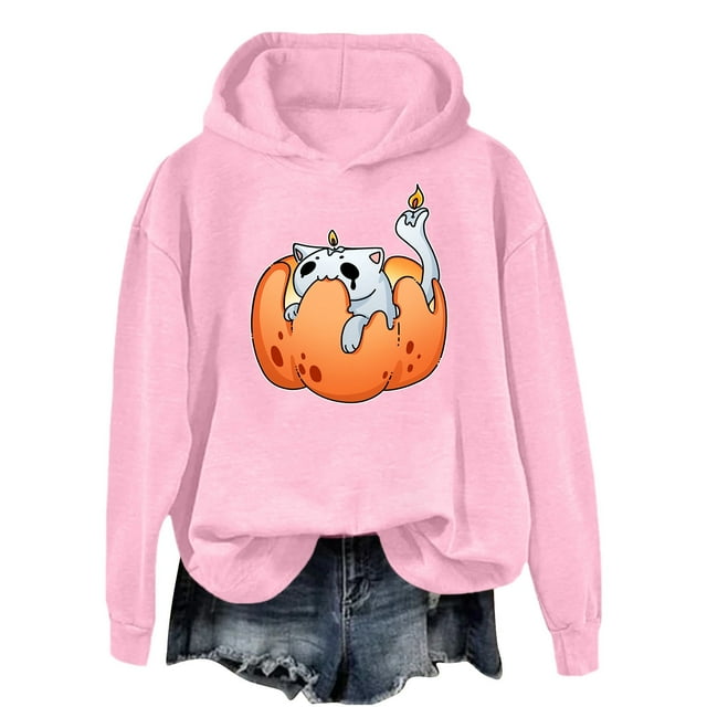 Women's Casual Halloween Print Hoodie Soft Comfortable Pullover Sweatshirt For Everyday Wear Spring And Summer