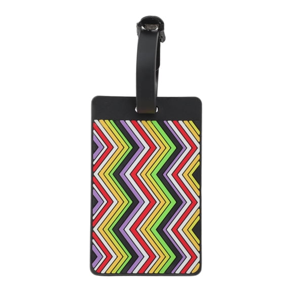 Unique Bargains 1 Pc Wave Stripe Pattern Luggage Tag for Travel Black