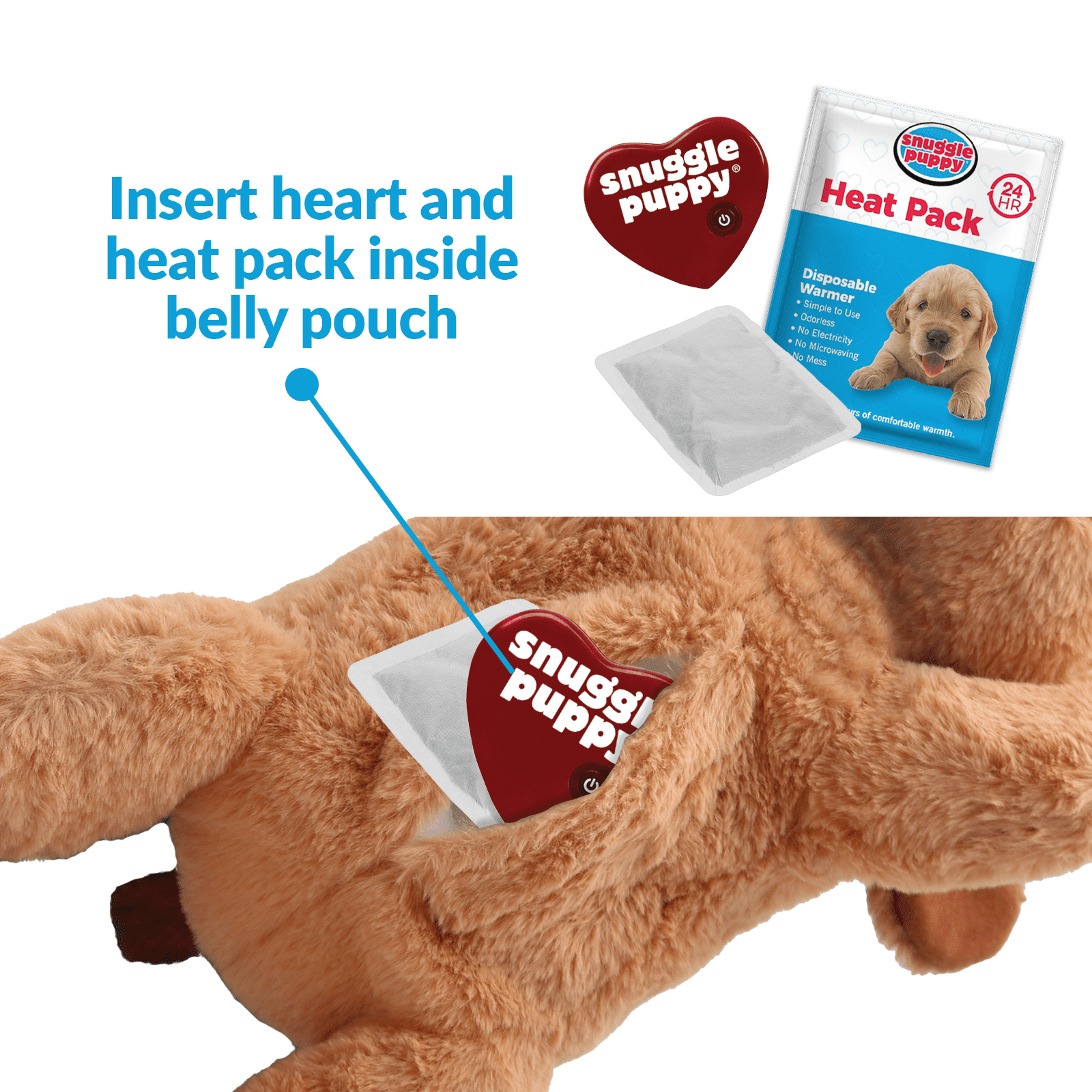 Original Snuggle Puppy Heartbeat Stuffed Toy for Dogs. Pet Anxiety Relief and Calming Aid, Comfort Toy for Behavioral Training in Black