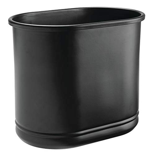 mDesign Slim Oval Metal Trash Can, Small Wastebasket, Garbage