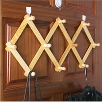 Coat Rack Wall Mount,Expandable Coat Rack, Accordion Wall Hangers, Wood Accordion Wall Hanger, Hat Hooks,Coat Rack for Keys, Hat, Coats, Coffee Mug, 10 Peg Hooks