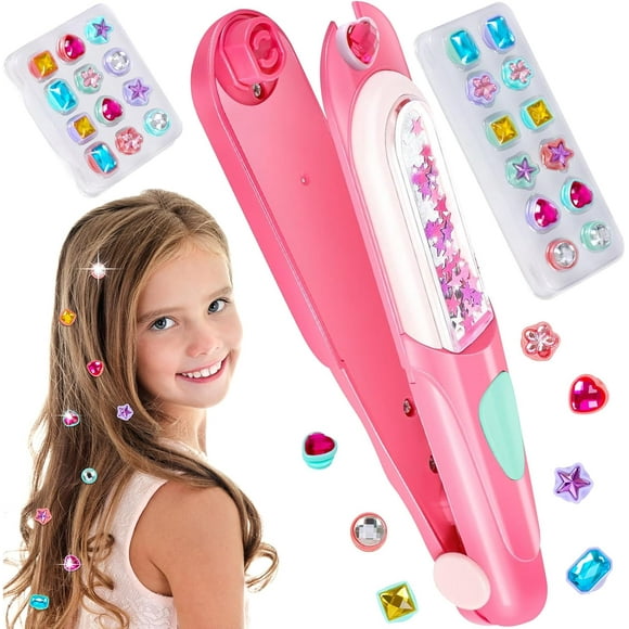 Kit de Tamponneur de Gemmes pour Cheveux, Bijoux Scintillants pour Filles, Outil de Coiffage avec Diamants Brillants Réutilisables, Cadeaux d'Anniversaire, Jouets pour Filles de 5 6 7 8 9 10 11 12 Ans