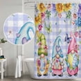thumbnail image 5 of Easter Shower Curtain, Waterproof Shower Curtains for Bathroom, Watercolor Gnomes Eggs Flowers Butterflies Purple Plaid Washable Fabric Bathtub Curtain Set Bath Decor with 12 Hooks Extra Long 72"x96", 5 of 8