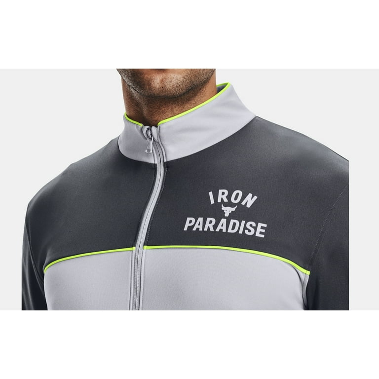 Under Armour Logo Jacket Grey UA Mens Size M Project Rock Knit Track Zipper Walmart