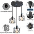 thumbnail image 4 of 3-Light Pendant Light Fixtures, Farmhouse Hanging Pendant Lighting, Dining Room Chandelier, Industrial Kitchen Island Hanging Light Fixture, Black Metal Cage Pendant Ceiling Lamp for Kitchen, 4 of 14