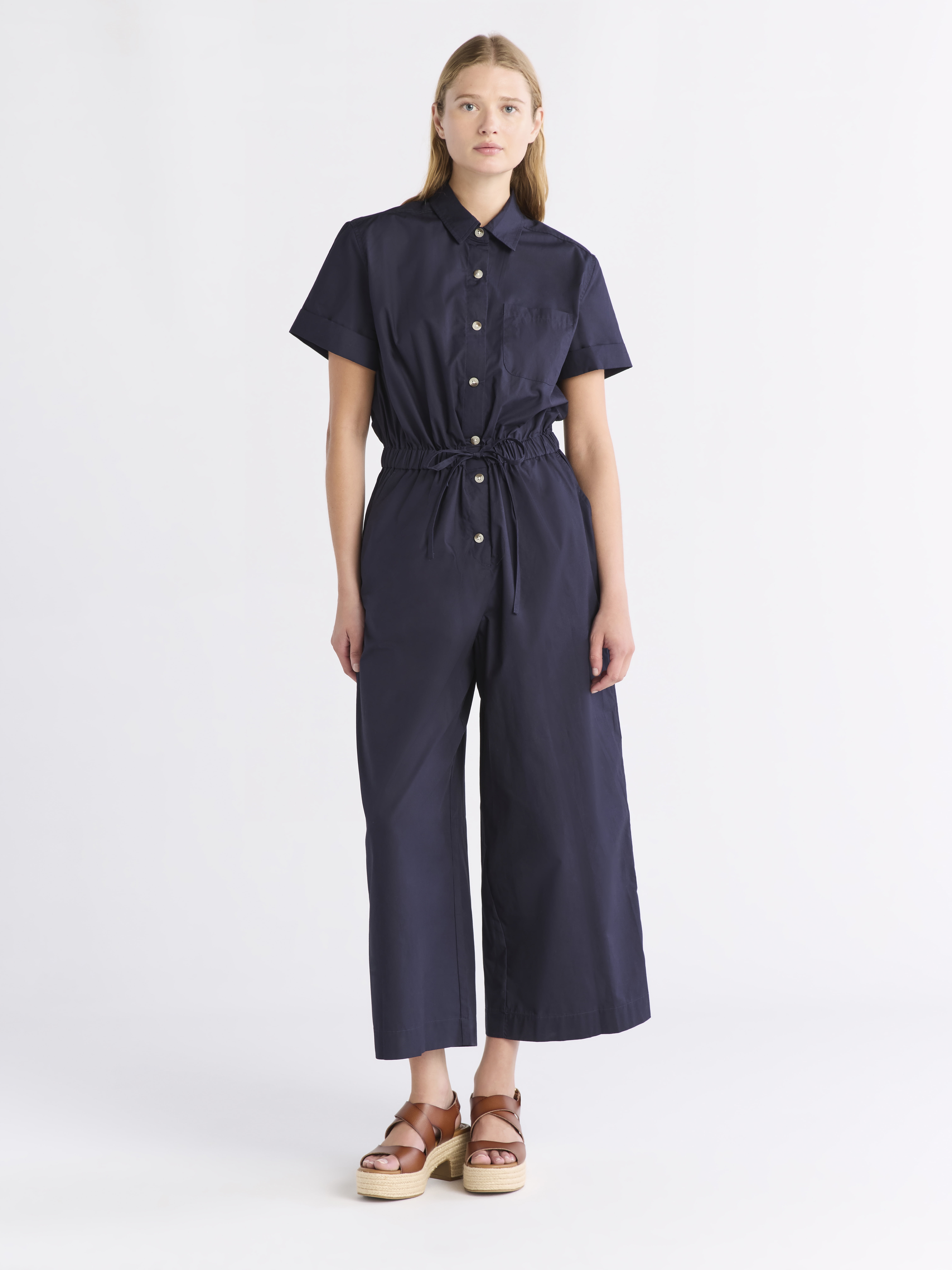 Free Assembly Women's Cropped Cotton Utility Jumpsuit, Sizes XS-XXL