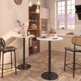 thumbnail image 2 of Bistro Pub Table Round Bar Height Cocktail Table Metal Base MDF Top Obsidian 23.8-Inch Top, 39.5-Inch Height (1, Black-1), 2 of 7