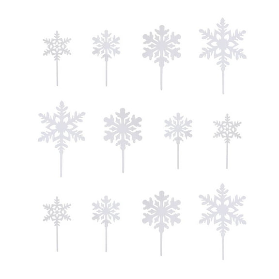 Raindrops New Year Acrylic Snowflakes 12Pcs White Cake Toppers For Festive Celebrations