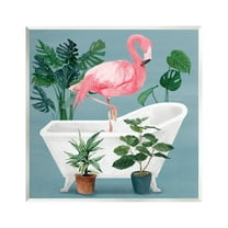 Stupell Industries Botanical Flamingo Bathroom Animals & Insects Painting Unframed Art Print Wall Art, 12 x 12