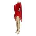 thumbnail image 5 of Women Mesh Deep V Draped Bodycon Mini Dress Flare Sleeve Party Clubwear Outfit, 5 of 7