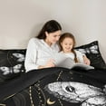 thumbnail image 4 of Feelyou Hippie Moth Butterfly Bedding Comforter Set 7pcs, Mystic Moon Galaxy King Bedding Sets, Black White Bohemian Style Reversible Bed Sheets, Super Cozy Room Decor, 4 of 7