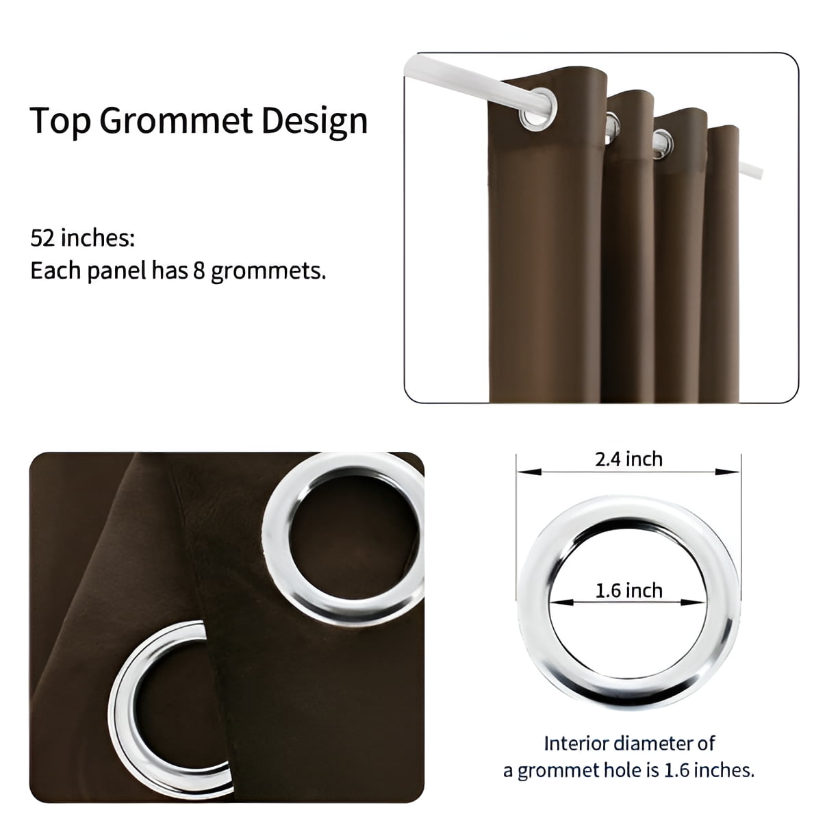 Wisewater 2 Panels Velvet Curtains Grommet Curtains Luxury Drapes, Light Blocking Curtain, Coffee, 52x84 inch