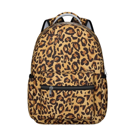 Leopard Print Backpack for School,Cute School Bag,Schoolbag with Adjustable Shoulder Straps & Padded Back,15.3"x11"x7.1".