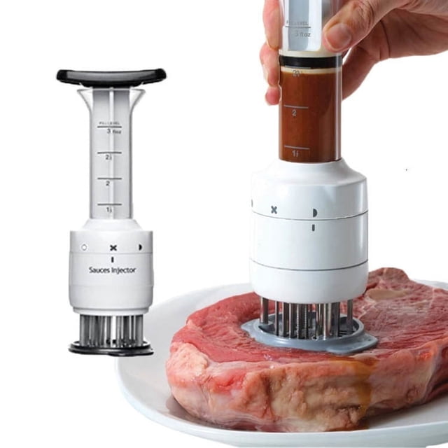 Jeringa para carne multifuncional, aguja tensora de acero inoxidable, adobo, jeringa para condimentos, carne, utensilios de cocina