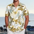 thumbnail image 2 of Beach Shirts for Men Vacation Summer Short Sleeve Button Down Lapel Loose Comfortable Breathable Hawaiian Shirt Yellow M, 2 of 5
