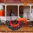 thumbnail image 4 of BNNG 3 x 1.5 Feet Halloween Flag Bunting Pleated Half Fan Flag Hanging Banner Outdoor Outside with Canvas Header and Metal Grommet for Holiday Yard Decorations Party Props, 4 of 9