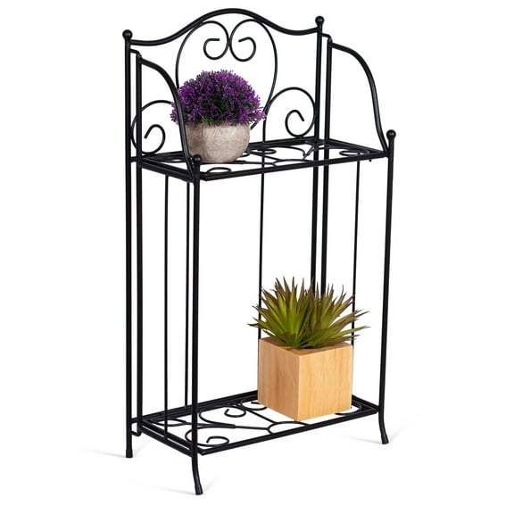 BirdRock Home 2-Tier Metal Plant Shelf - Decorative - Tiny