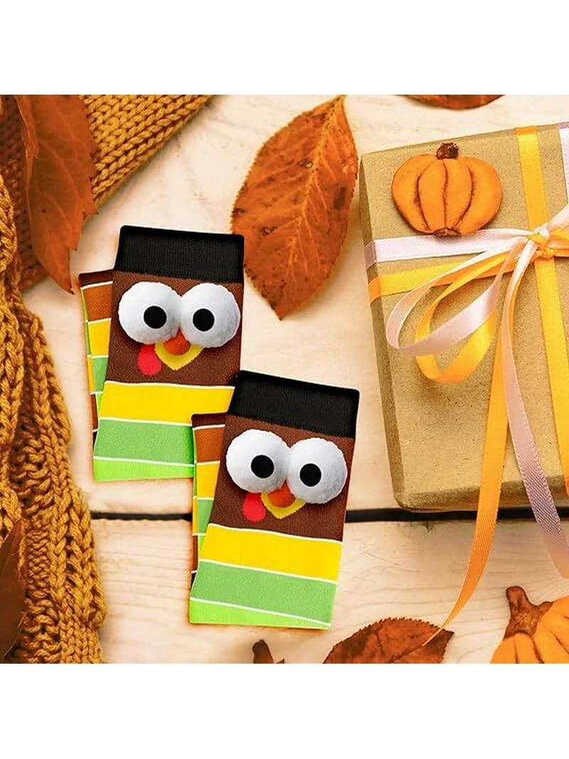 Funny Thanksgiving Turkey Knee-High Running Socks-Colorful Striped