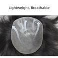 thumbnail image 3 of Men Replacement Toupee Systems Thin Skin V-looped Full PU Base Mens Wig Units Natural Black 120% Straight Real Human Hair Piece Male Hair Prosthesis, 3 of 4